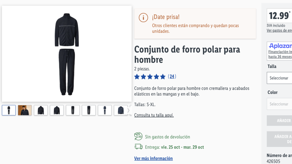 Conjunto de forro polar.