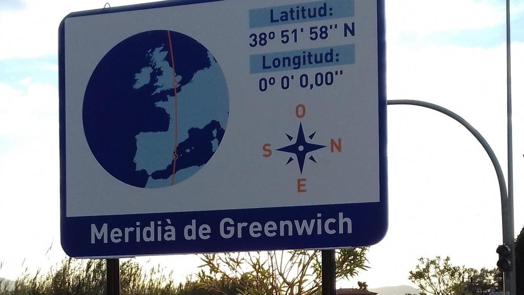 Punto por el que el meridiano de Greenwich pasa por Dénia.