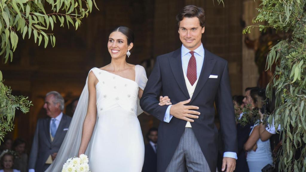 Ana Cristina el día de su boda junto a Santiago Camacho.