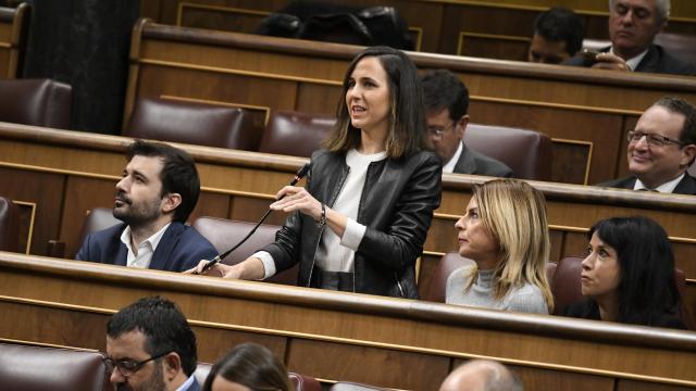 La secretaria general de Podemos, Ione Belarra, este miércoles en el Congreso.