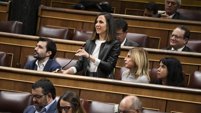 La secretaria general de Podemos, Ione Belarra, este miércoles en el Congreso.