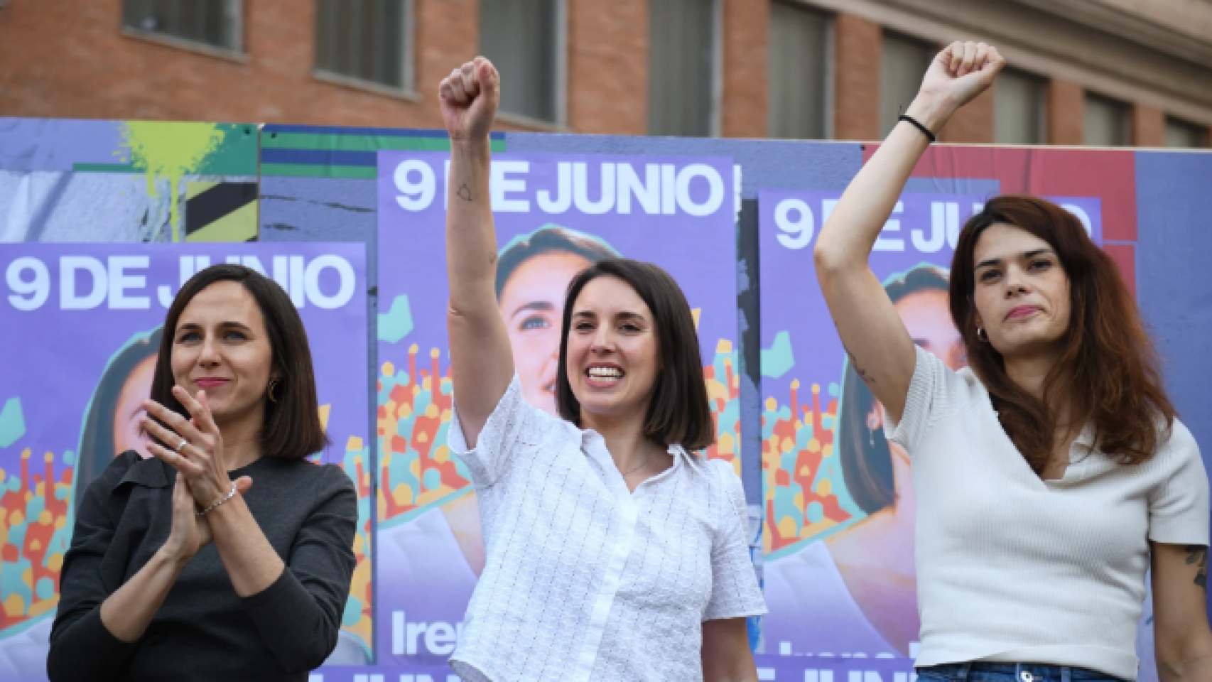 Las dirigentes de Podemos Ione Belarra, Irene Montero e Isa Serra, en una imagen de archivo.