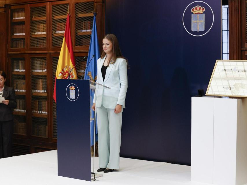 Leonor, en el momento de dar su discurso.