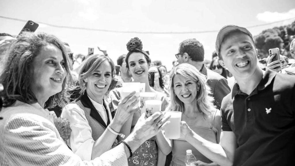 Íñigo Errejón junto a las líderes de Sumar y de Más Madrid.