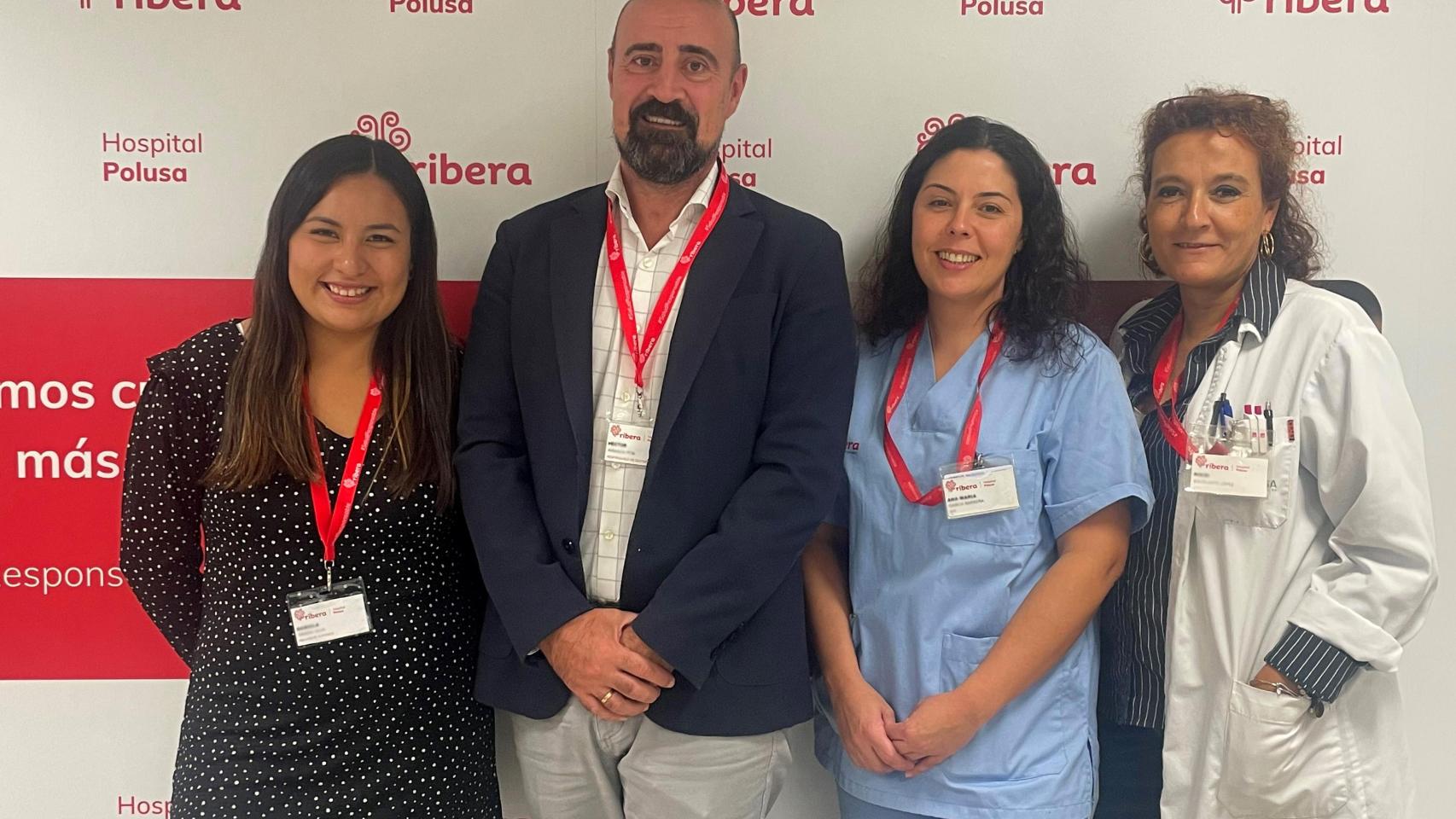 En la imagen de izquierda a derecha, Daniela Távara Silva, técnica de RRHH; Héctor Armada Pita, jefe de Gestión de Personas; Ana María García Barrera, enfermera de quirófano; y Rocío Escolante López, administrativa de la unidad de traumatología.