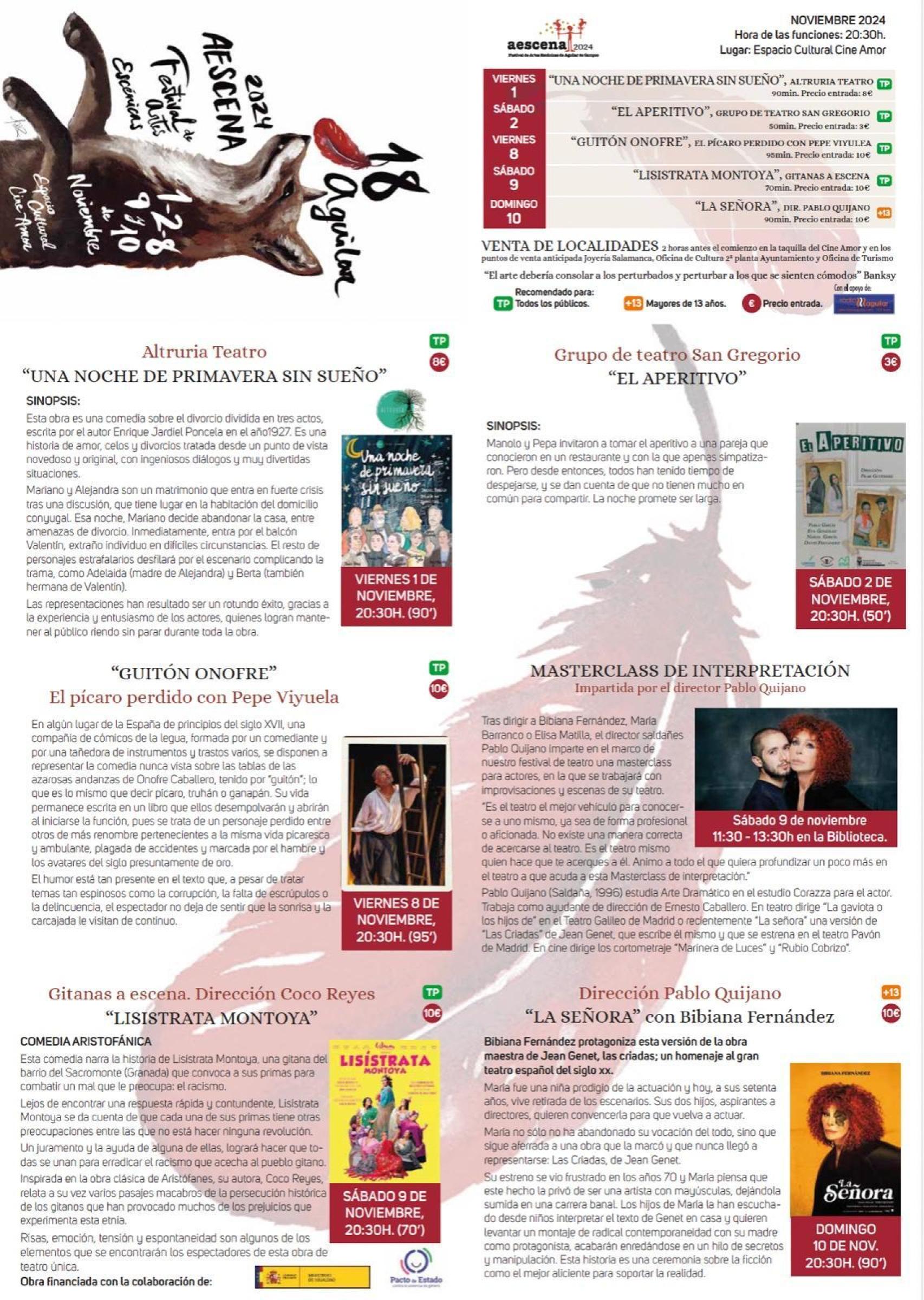 Programa de 'A escena' 2024 en Aguilar de Campoo