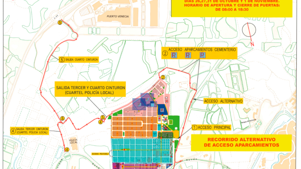 Mapa de los accesos al Cementerio de Torreo.