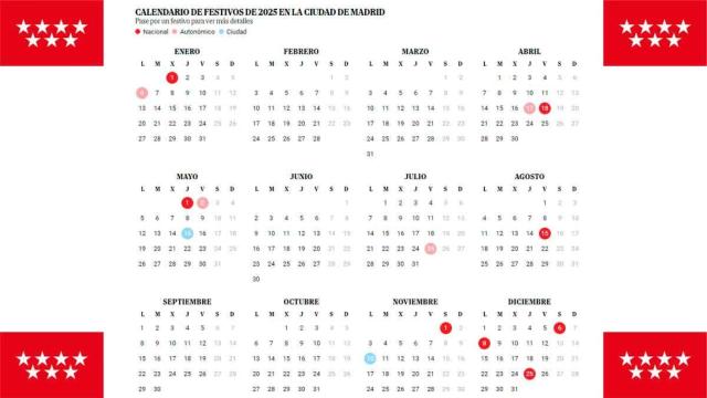 Calendario laboral de la Comunidad de Madrid para 2025.