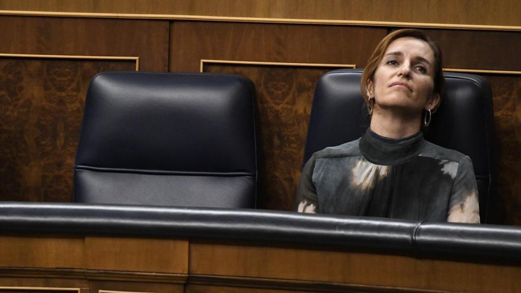 La líder de Más Madrid y ministra de Sanidad, Mónica García, en el Congreso, el pasado miércoles.