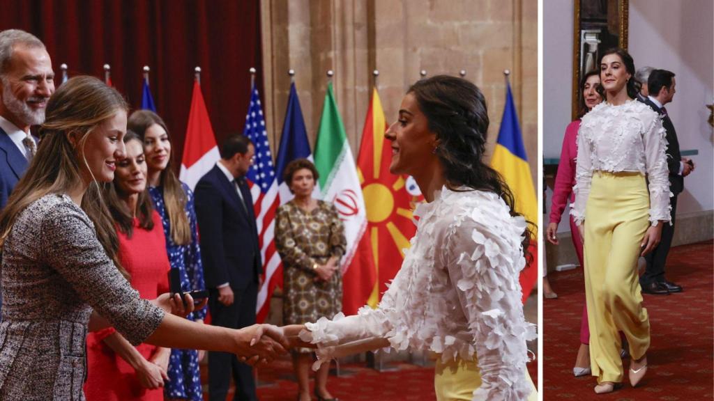 Leonor, saluda a Carolina Marín.