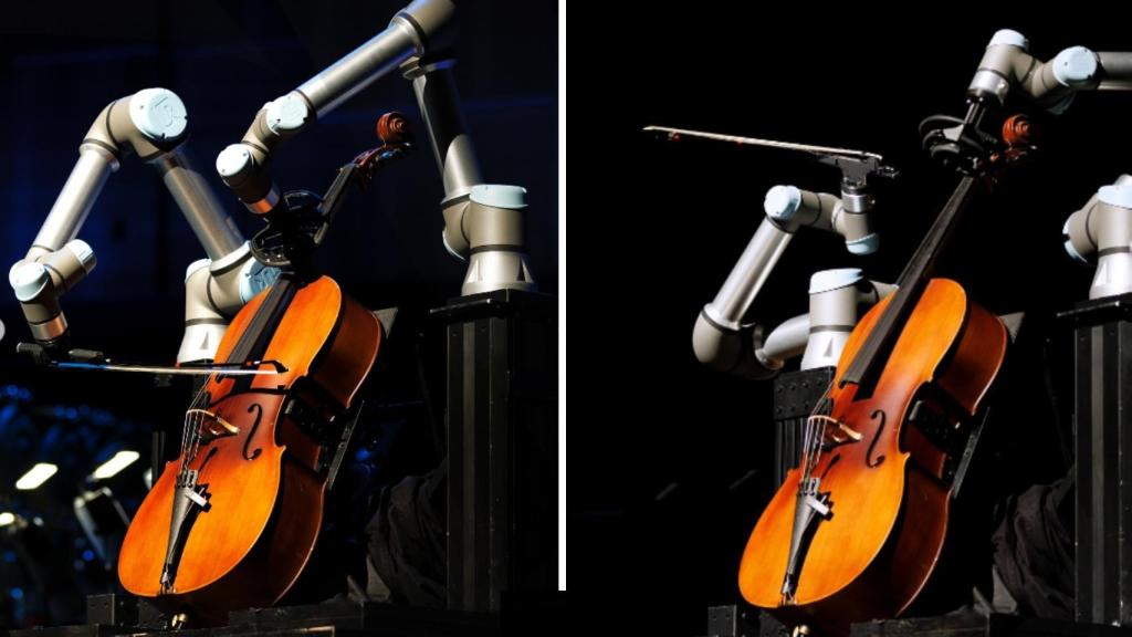 El robot tocando el violonchelo.