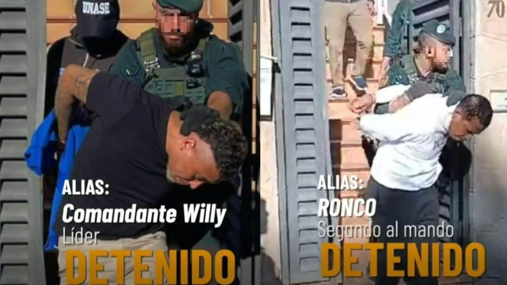 El Comandante Willy, líder de 'Los Tiguerones', y su hermano, Ronco, detenidos por la Guardia Civil en su chalé de Tarragona, en una imagen difundida a través de la cuenta oficial que tiene la Presidencia de Ecuador en X [antes Twitter].