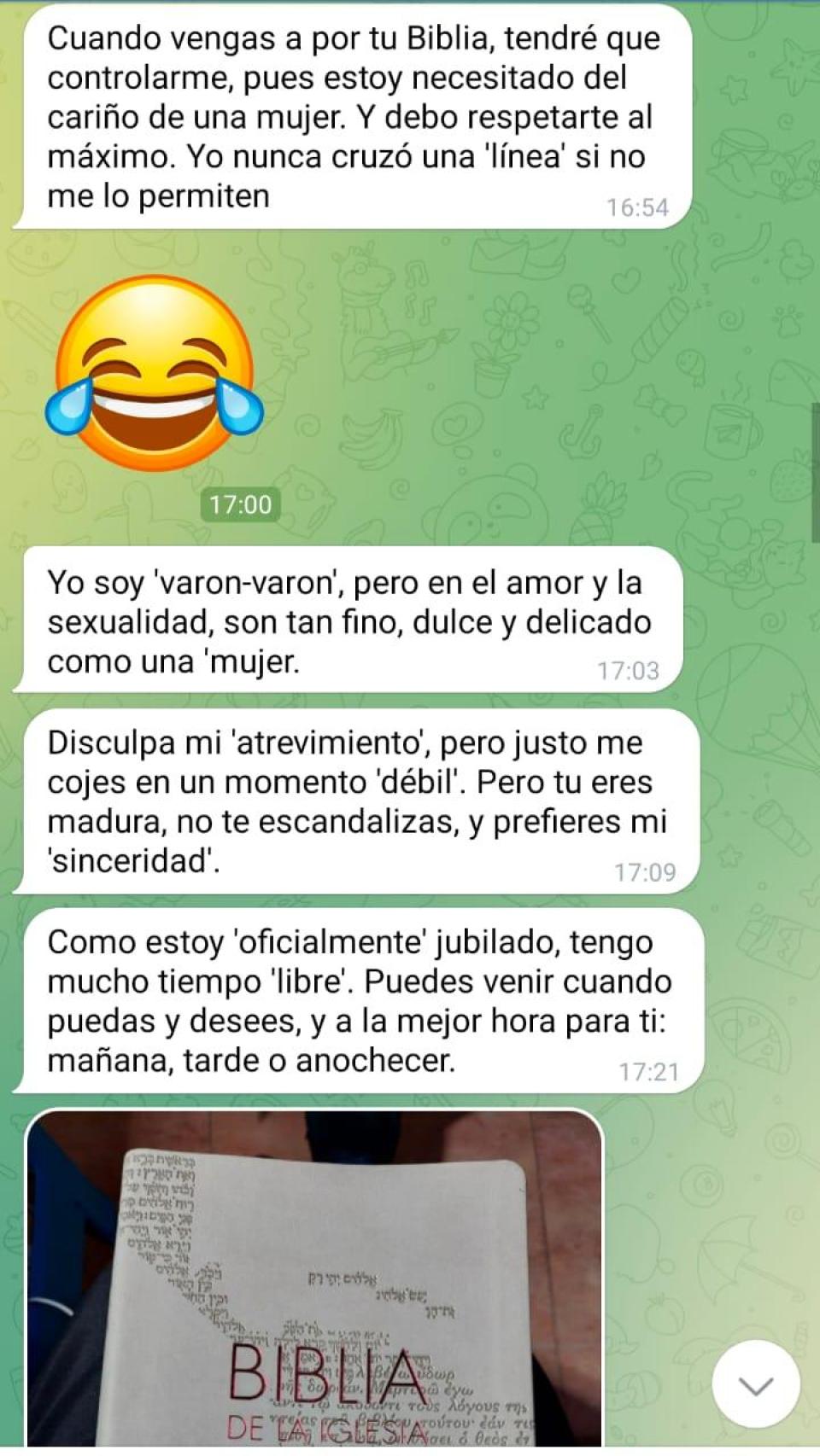 Uno de los mensajes que el cura envió a su inquilina.