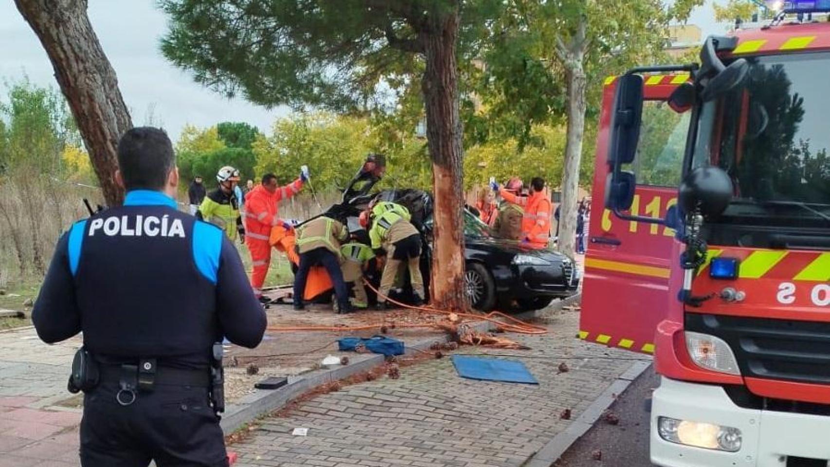 Imagen del accidente ocurrido en la calle Ermita de Valladolid