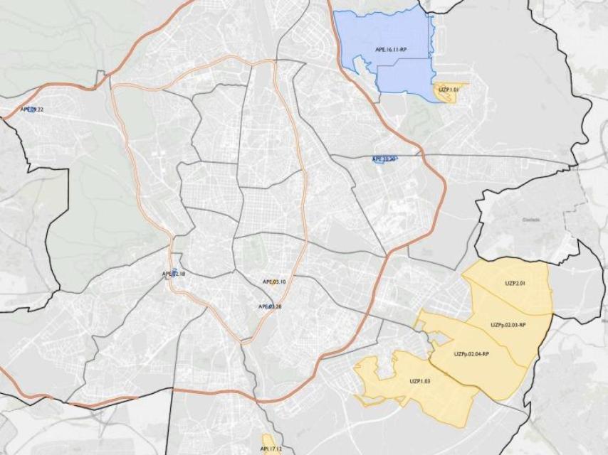 Ámbitos de aplicación de la ley regional, una vez adaptada por el Ayuntamiento. Mapa ofrecido por el PSOE.