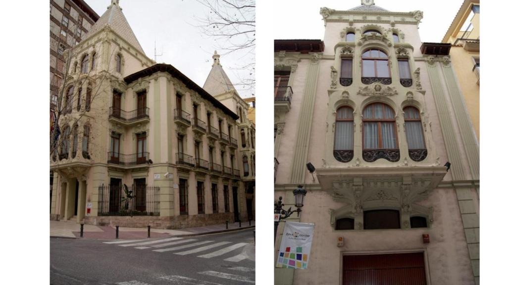 Casa de las Brujas en Alicante (Casa Martínez),  fachadas a San Fernando y el mirador de la calle de San Fernando.