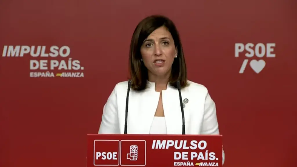 Esther Peña, portavoz del PSOE, este lunes en Ferraz.