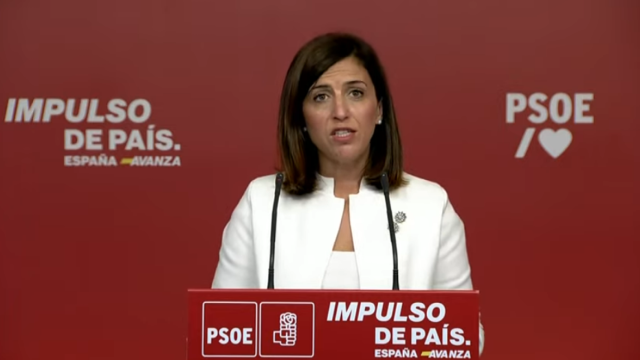 Esther Peña, portavoz del PSOE, este lunes en Ferraz.