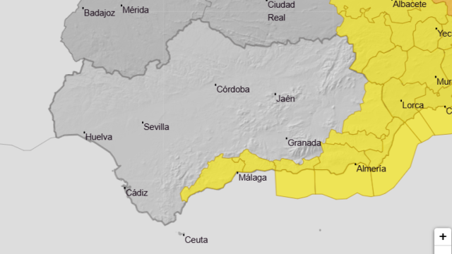 Mapa de Aemet para este martes, 29 de octubre, en la provincia de Málaga.