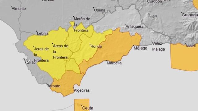 Mapa de Aemet para este lunes, 28 de octubre, en la provincia de Málaga