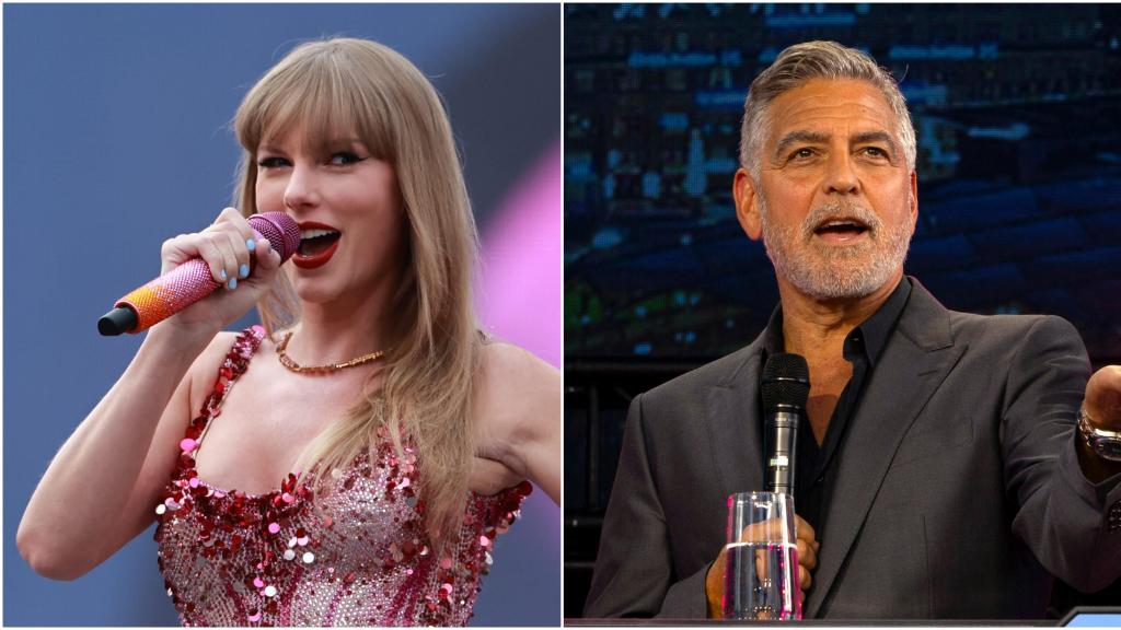 Un fotomontaje de Taylor Swift y George Clooney.