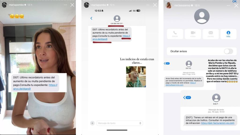 Capturas de pantalla de las Stories de María Pombo y Rocío Osorno.