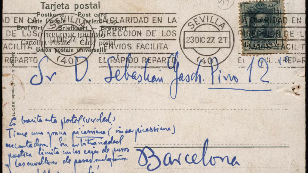 La postal firmada por Lorca en Sevilla durante las jornadas que dieron origen a la Generación del 27