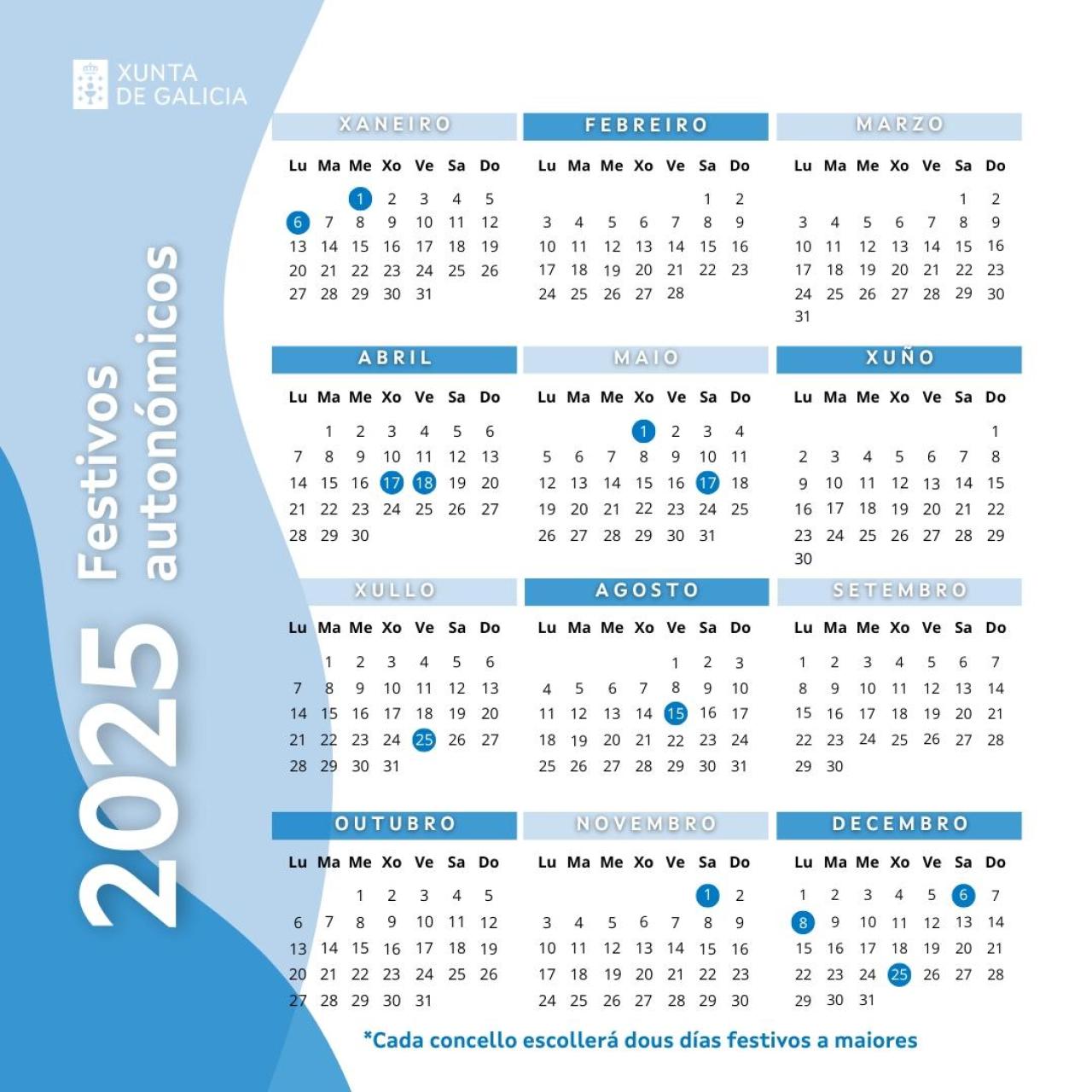 Calendario laboral de Galicia.