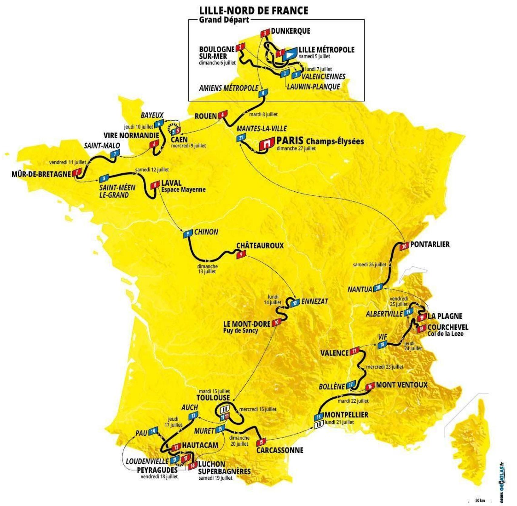 Recorrido del Tour de Francia 2025.