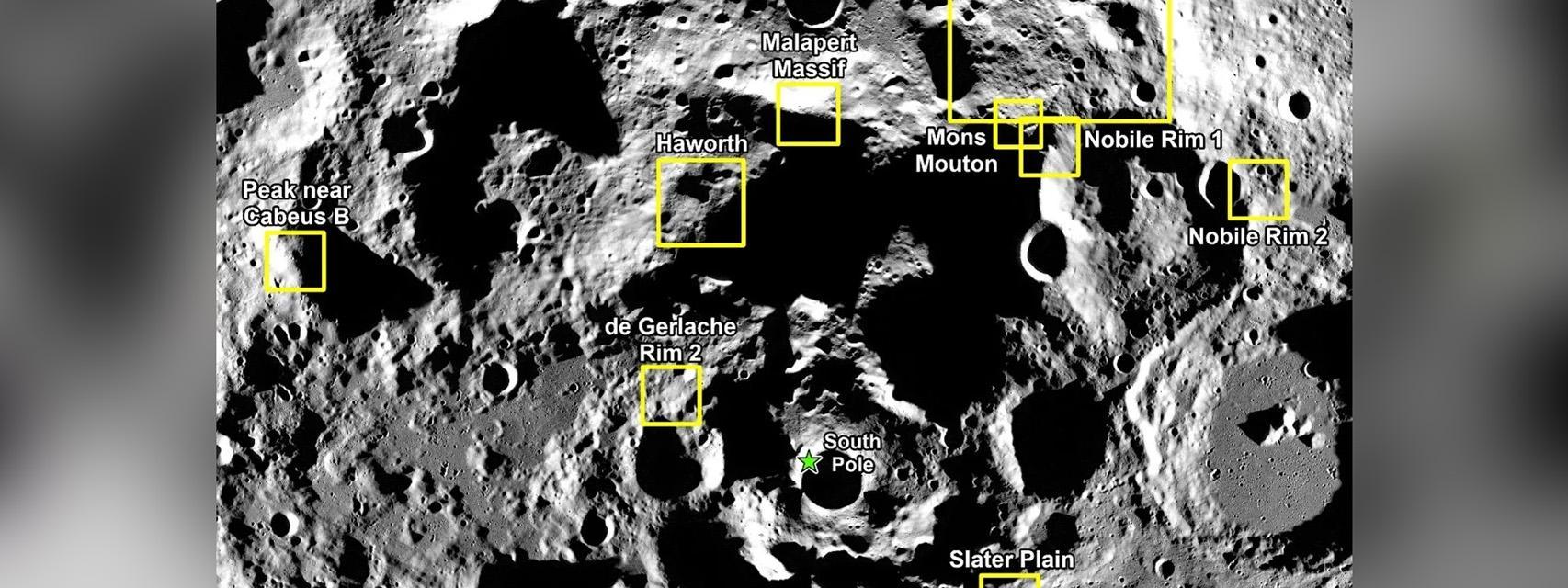 Las 9 regiones que la NASA baraja representadas en un mapa.