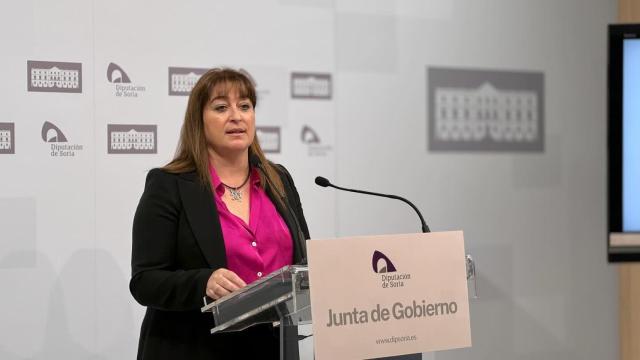 la vicepresidenta de la Diputación de Soria, María José Jiménez, durante la junta de Gobierno