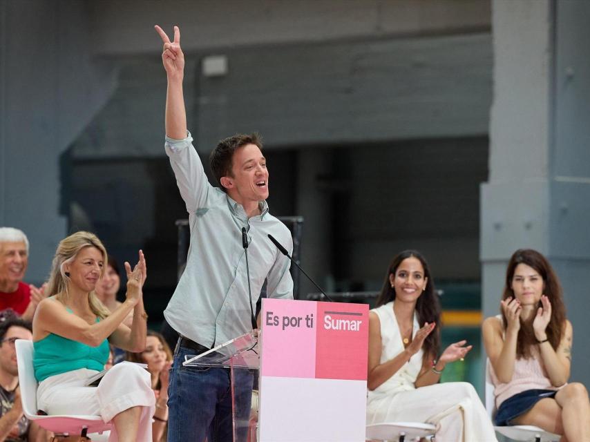 El exportavoz de Sumar, Íñigo Errejón, interviene en un acto de campaña el 16 de julio de 2023.