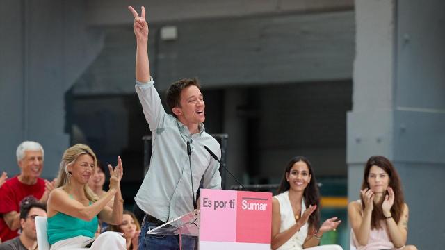 El exportavoz de Sumar, Íñigo Errejón, interviene en un acto de campaña el 16 de julio de 2023.