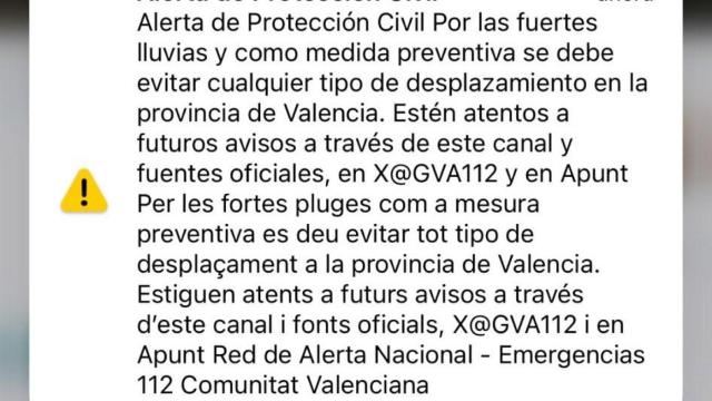 La alerta masiva que se ha enviado a la población. EE