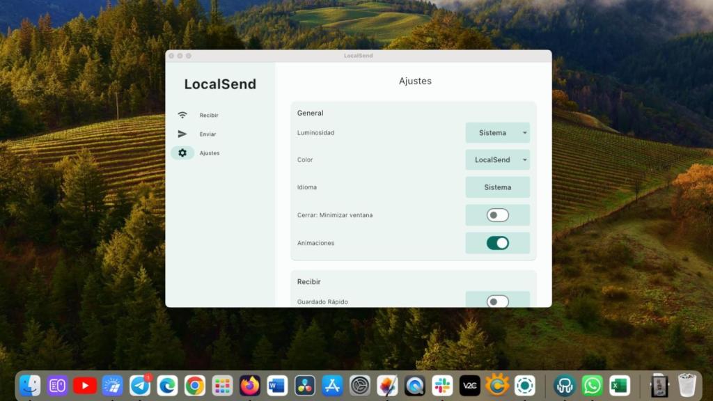 Interfaz de MacOS de Local Send