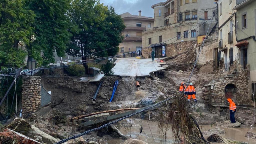 Las viviendas devastadas por el paso de la tromba de agua en Letur, Albacete.