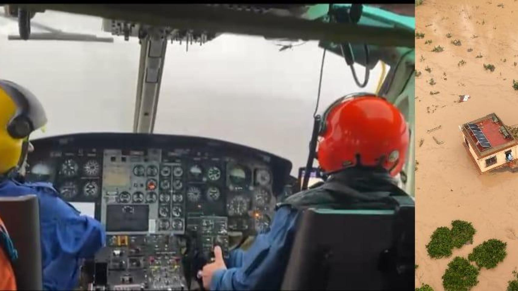 Pedro Aldana, el médico que suma 40 rescates en Valencia, con el helicóptero de los bomberos.