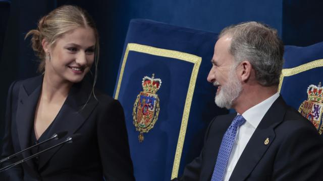 La princesa Leonor y el rey Felipe en los Premios Princesa de Asturias el pasado viernes, 25 de octubre.