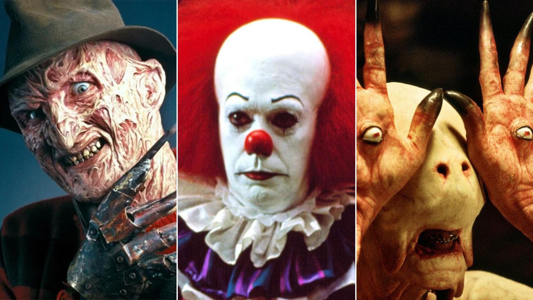 Robert Englund como Freddy Krueger en 'Pesadilla en Elm Street' (1984), Tim Curry como Pennywise en 'It' (1990) y Doug Jones como el Hombre Pálido de 'El laberinto del fauno' (2006)