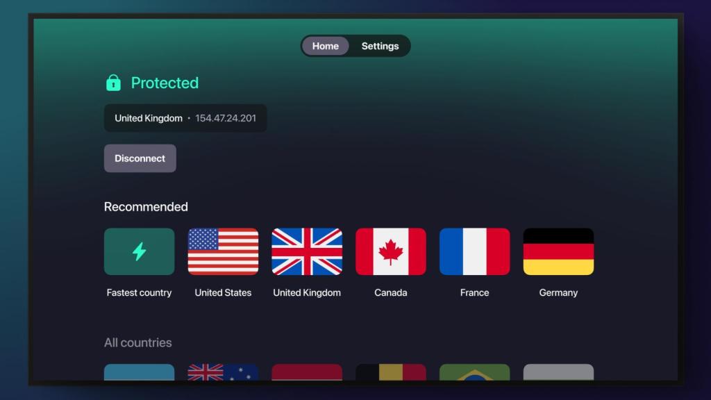 Proton VPN en Apple TV.