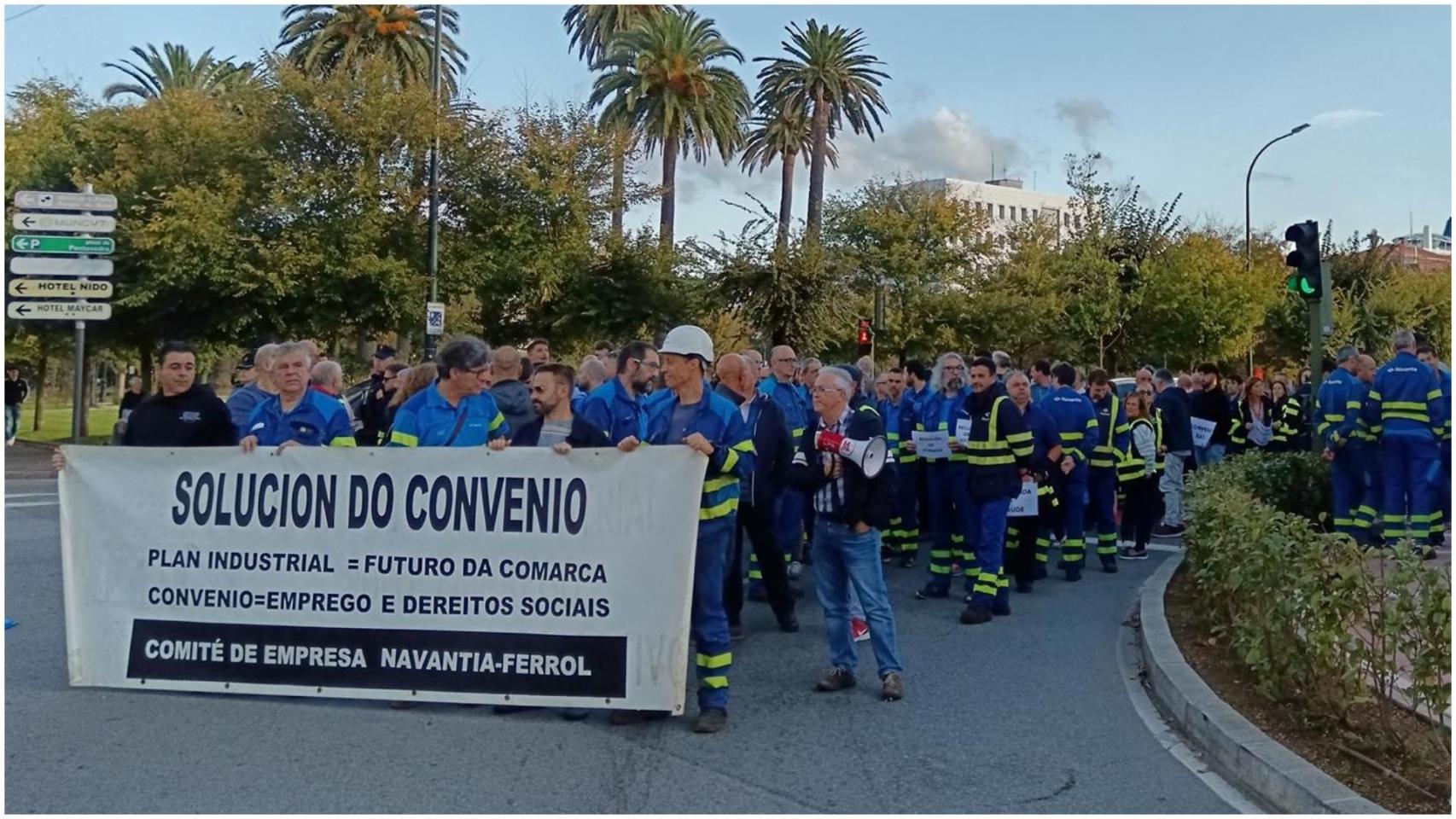 Manifestación de los trabajadores de Navantia Ferrol y Fene en A Coruña