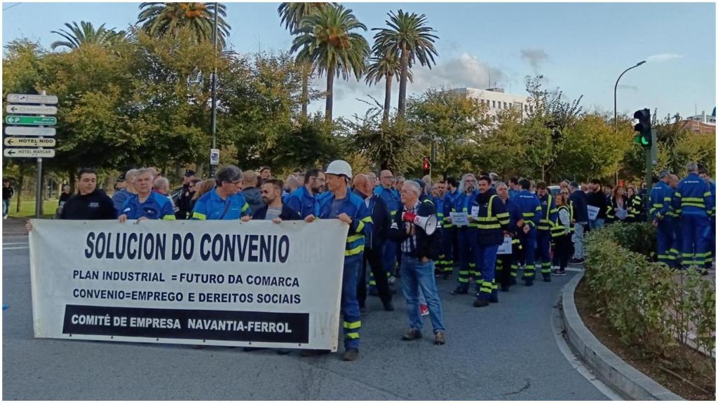 Manifestación de los trabajadores de Navantia Ferrol y Fene en A Coruña