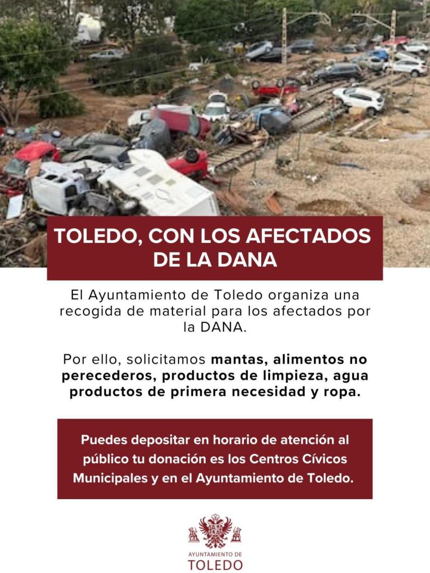 Toledo pone en marcha una campaña de apoyo a los afectados por la DANA.