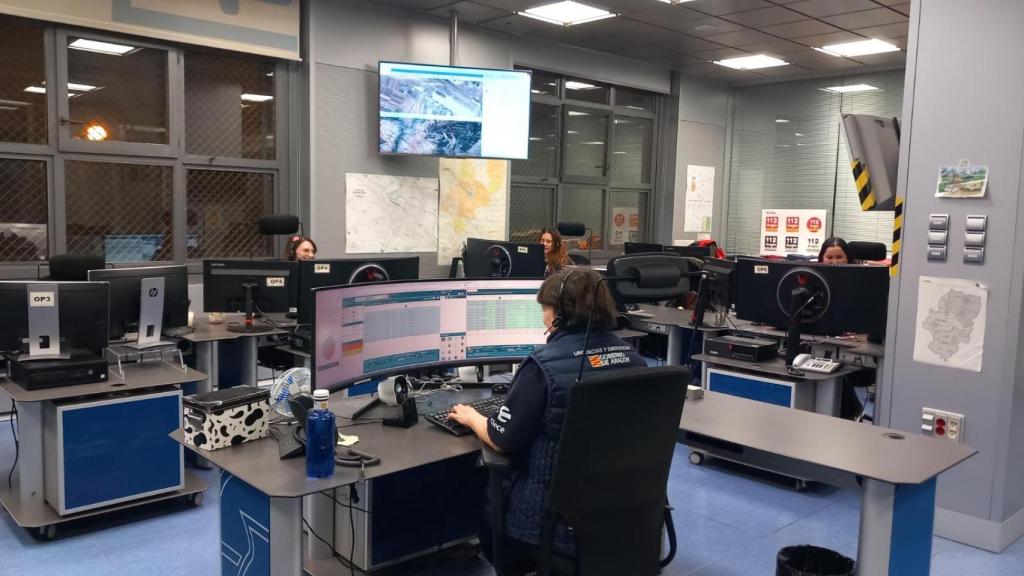 Sala de emergencias del 112 de Aragón.