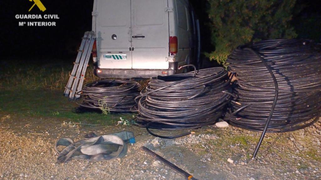 Cable sustraído por los dos detenidos en Huesca