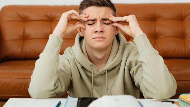 Un alumno concentrado estudiando para un examen