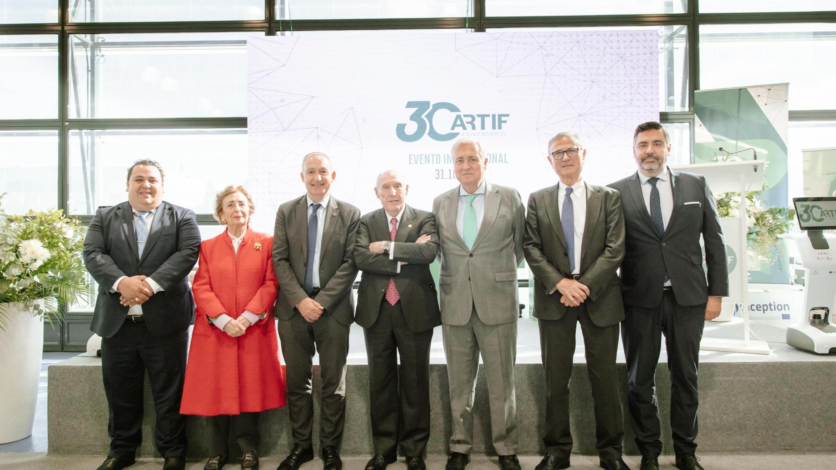 El alcalde de Boecillo, Raúl Gómez; el rector de la Universidad de Valladolid, Antonio Largo; el fundador y director general de Cartif, José Ramón Perán; el presidente del Tribunal Superior de Justicia de Castilla y León, José Luis Concepción; y el subdirector general de la entidad, Sergio Sanz
