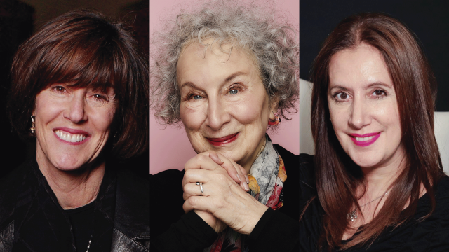 Las escritoras Nora Ephron, Margaret Atwood y Dolores Redondo.