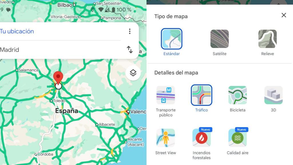 Cómo activar la capa de tráfico con radares en Google Maps