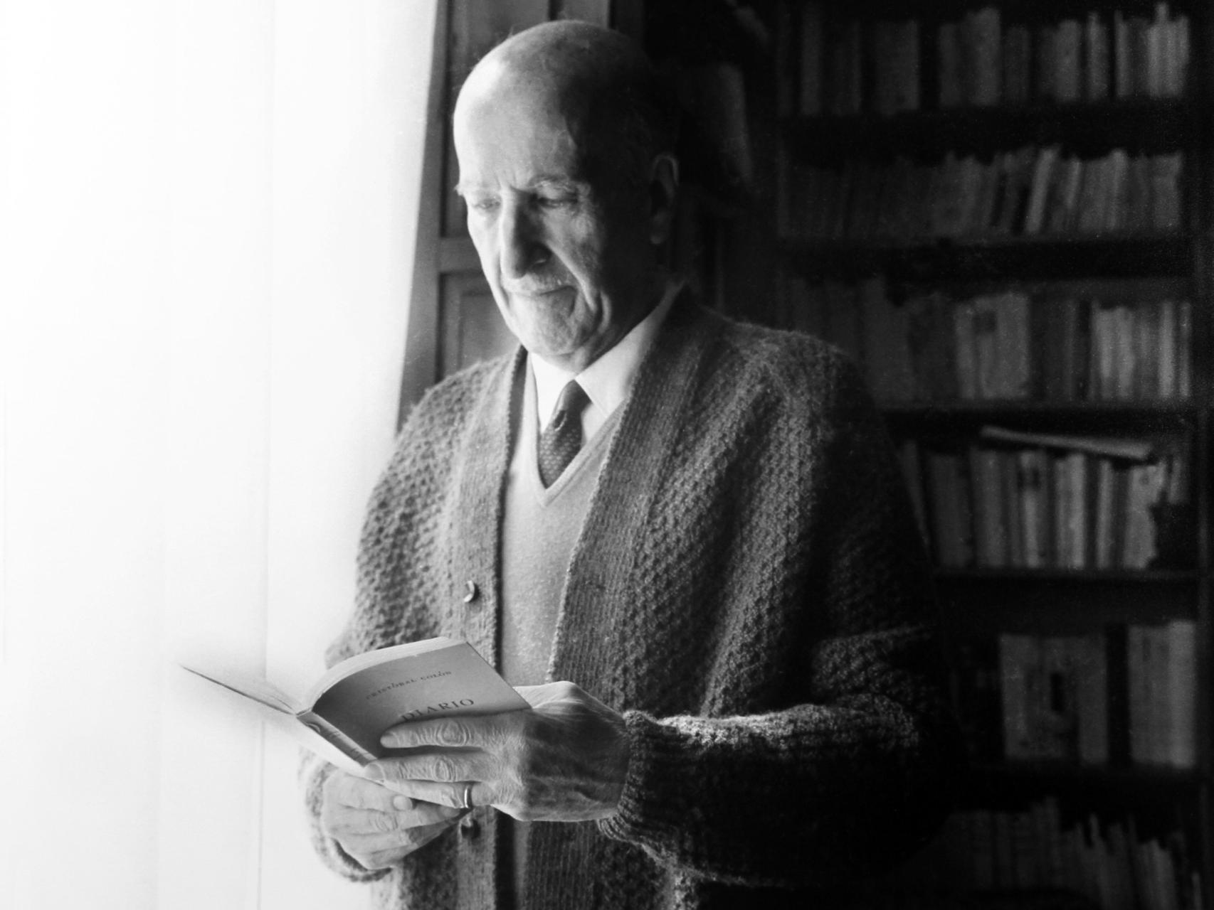 Vicente Aleixandre, en la biblioteca de su casa.